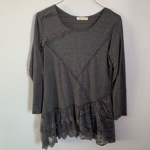 Women’s small gray tunic top indigo soul boho